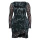 Shape Green Abstract Print Mesh Long Sleeve Ruched Side Frill Hem Bodycon Dress Shape Green Abstract Print Mesh Long Sleeve Ruched Side Frill Hem Bodycon Dress