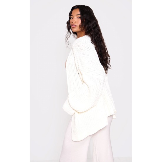 Cream Chunky Knit Slouchy Cardigan Cream Chunky Knit Slouchy Cardigan