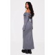 Charcoal Heavy Brushed Rib Bardot Trim Maxi Dress Charcoal Heavy Brushed Rib Bardot Trim Maxi Dress