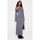 Charcoal Heavy Brushed Rib Bardot Trim Maxi Dress Charcoal Heavy Brushed Rib Bardot Trim Maxi Dress