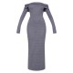 Charcoal Heavy Brushed Rib Bardot Trim Maxi Dress Charcoal Heavy Brushed Rib Bardot Trim Maxi Dress