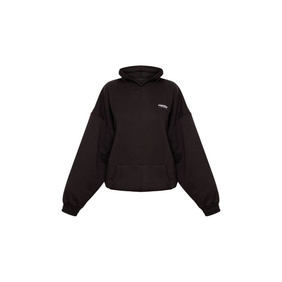Black Badge Detail Oversized Hoodie Black Badge Detail Oversized Hoodie