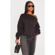 Shape Black Sweat Raw Edge Slouch Sweatshirt Shape Black Sweat Raw Edge Slouch Sweatshirt