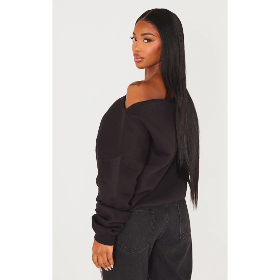 Shape Black Sweat Raw Edge Slouch Sweatshirt Shape Black Sweat Raw Edge Slouch Sweatshirt