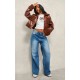 Chocolate Borg Pocket Front Faux Leather Cropped Coat Chocolate Borg Pocket Front Faux Leather Cropped Coat