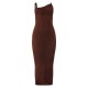 Dark Taupe Lined Mesh Asymmetrical Knotted Midaxi Dress Dark Taupe Lined Mesh Asymmetrical Knotted Midaxi Dress