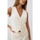Cream Woven Tailored Boxy Vest Cream Woven Tailored Boxy Vest