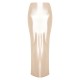 Champagne Stretch Satin Split Side Maxi Skirt Champagne Stretch Satin Split Side Maxi Skirt