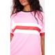 Pink Oversized Stripe Detail Football T-shirt Pink Oversized Stripe Detail Football T-shirt