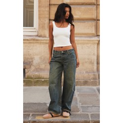 Vintage Turn Up Hem Barrel Style Jeans