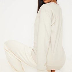 PRETTYLITTLETHING Sand Graphic Oversized Fit Sweatshirt