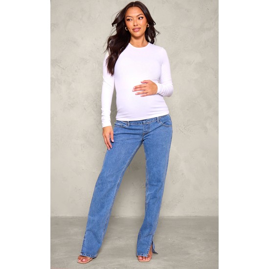 Maternity White Long Sleeve Basic Fitted Top Maternity White Long Sleeve Basic Fitted Top