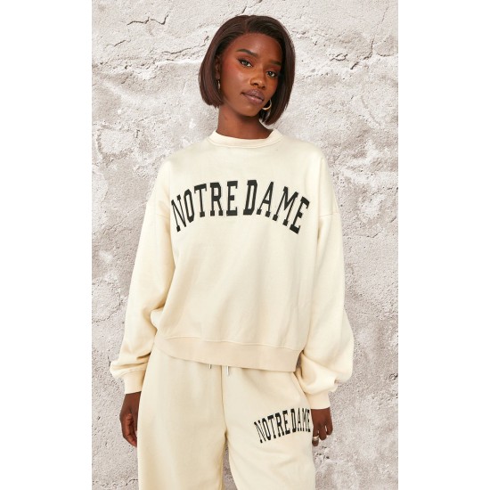 Tall Cream Notre Dame Oversized Sweatshirt Tall Cream Notre Dame Oversized Sweatshirt