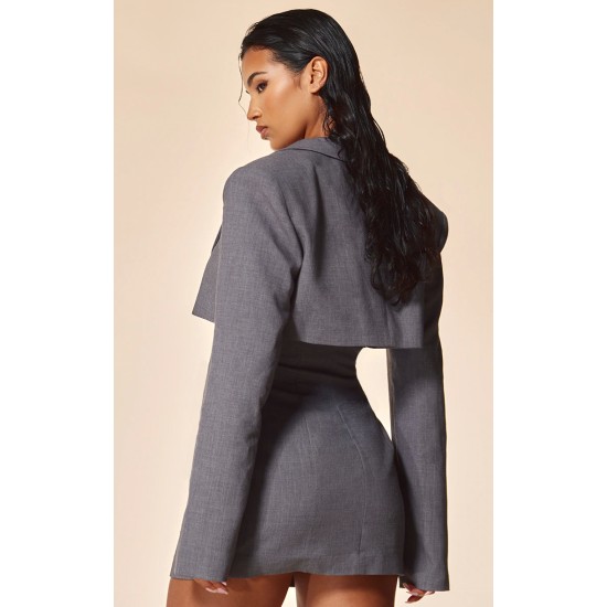 PLT Label Charcoal Tie Side Detail Blazer Dress PLT Label Charcoal Tie Side Detail Blazer Dress