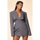 PLT Label Charcoal Tie Side Detail Blazer Dress PLT Label Charcoal Tie Side Detail Blazer Dress
