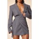 PLT Label Charcoal Tie Side Detail Blazer Dress PLT Label Charcoal Tie Side Detail Blazer Dress