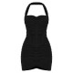 Black Mesh Extreme Ruched Corset Halter Bodycon Dress Black Mesh Extreme Ruched Corset Halter Bodycon Dress