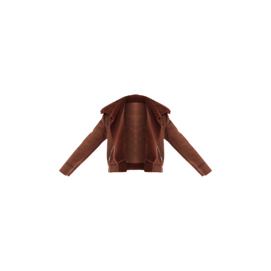 Chocolate Faux Suede PU Bonded Aviator Jacket Chocolate Faux Suede PU Bonded Aviator Jacket