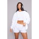 White Oversized Zip Up Plain Front Hoodie White Oversized Zip Up Plain Front Hoodie