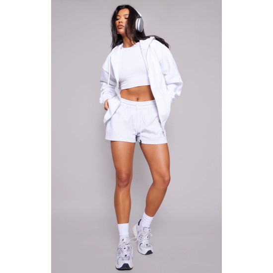 White Oversized Zip Up Plain Front Hoodie White Oversized Zip Up Plain Front Hoodie