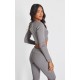 Charcoal Rib Scoop Neck Long Sleeve Crop Top Charcoal Rib Scoop Neck Long Sleeve Crop Top