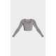 Charcoal Rib Scoop Neck Long Sleeve Crop Top Charcoal Rib Scoop Neck Long Sleeve Crop Top