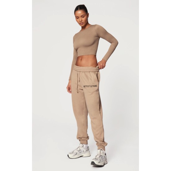 PRETTYLITTLETHING Mocha Cuffed High Waisted Sweatpants PRETTYLITTLETHING Mocha Cuffed High Waisted Sweatpants