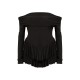 Black Slinky Long Sleeve Bardot Rara Skort Romper Black Slinky Long Sleeve Bardot Rara Skort Romper
