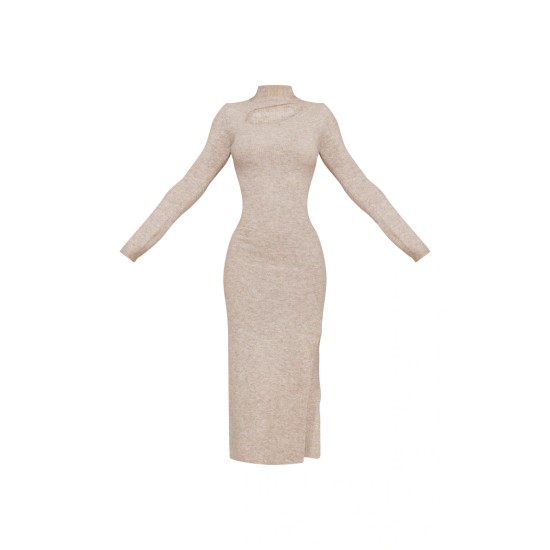 Mocha Luxe Knit Cut Out Maxi Dress Mocha Luxe Knit Cut Out Maxi Dress