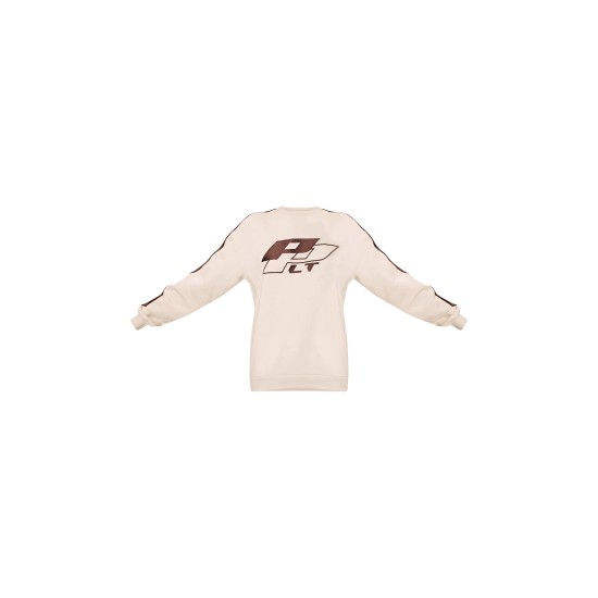PRETTYLITTLETHING Cream Embroidered Contrast Panel Oversized Sweatshirt PRETTYLITTLETHING Cream Embroidered Contrast Panel Oversized Sweatshirt