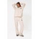 PRETTYLITTLETHING Cream Contrast Logo Badge Oversized Zip Through Hoodie PRETTYLITTLETHING Cream Contrast Logo Badge Oversized Zip Through Hoodie