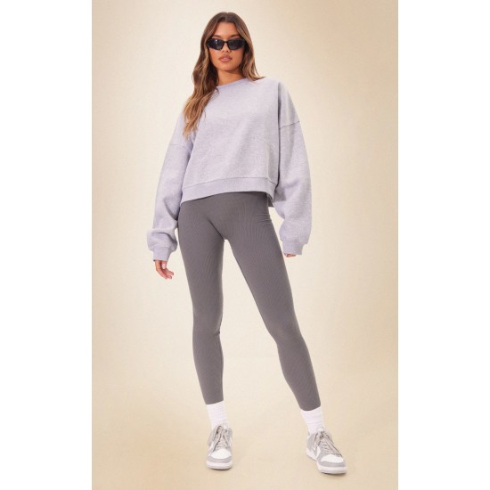 Grey Marl Oversized Boxy Sweatshirt Grey Marl Oversized Boxy Sweatshirt