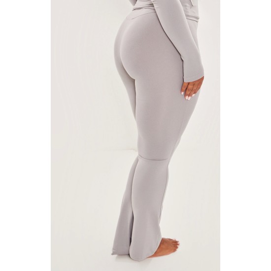 Shape Grey Sculpted Foldover Waist Flare Pants Shape Grey Sculpted Foldover Waist Flare Pants