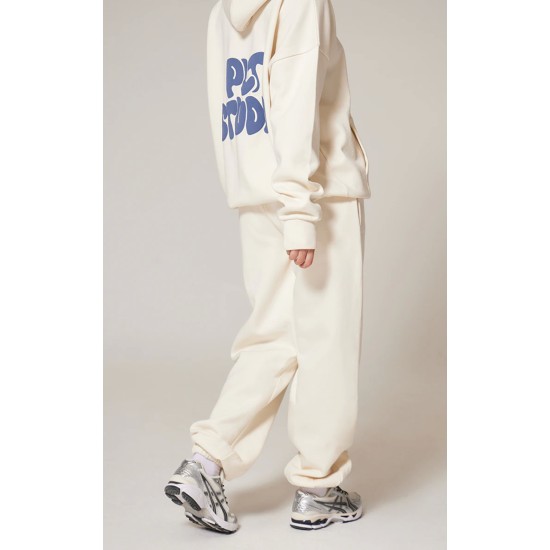 PRETTYLITTLETHING Sand Premium Studio Print Cuffed Sweatpants PRETTYLITTLETHING Sand Premium Studio Print Cuffed Sweatpants