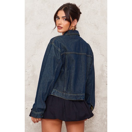 Raw Indigo Wash Oversized Fit Denim Jacket Raw Indigo Wash Oversized Fit Denim Jacket