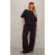 PRETTYLITTLETHING Black Badge Detail Mid Rise Wide Leg Sweatpants PRETTYLITTLETHING Black Badge Detail Mid Rise Wide Leg Sweatpants