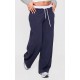 Petite Navy Pinstripe Contrast Waistband Wide Leg Pants Petite Navy Pinstripe Contrast Waistband Wide Leg Pants