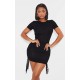 Shape Black Rib Short Sleeve Ruched Side Bodycon Dress Shape Black Rib Short Sleeve Ruched Side Bodycon Dress