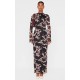 Brown Abstract Print Mesh Long Sleeve Maxi Dress Brown Abstract Print Mesh Long Sleeve Maxi Dress