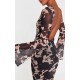 Brown Abstract Print Mesh Long Sleeve Maxi Dress Brown Abstract Print Mesh Long Sleeve Maxi Dress