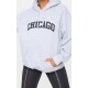 Grey Chicago Print Oversized Hoodie Grey Chicago Print Oversized Hoodie