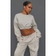 Petite Moss Grey Crop Elasticated Sweat Top Petite Moss Grey Crop Elasticated Sweat Top