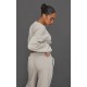Petite Moss Grey Crop Elasticated Sweat Top Petite Moss Grey Crop Elasticated Sweat Top