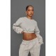 Petite Moss Grey Crop Elasticated Sweat Top Petite Moss Grey Crop Elasticated Sweat Top