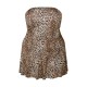 Plus Leopard Print Bandeau Puffball Mini Dress Plus Leopard Print Bandeau Puffball Mini Dress