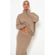 Light Mocha Soft Knit Roll Neck Oversized Sweater Light Mocha Soft Knit Roll Neck Oversized Sweater