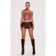 Mauve Faux Leather Ruched Bust Boned Dip Hem Corset Mauve Faux Leather Ruched Bust Boned Dip Hem Corset