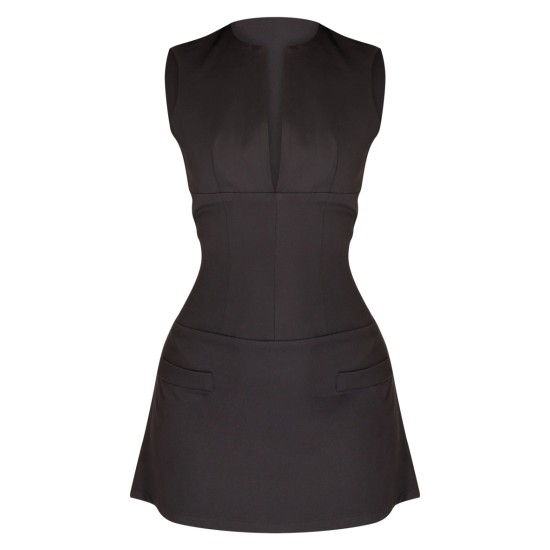 Petite Black Tailored Fitted Mini Dress Petite Black Tailored Fitted Mini Dress