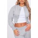 Ash Grey Ribbed Hem Popper Detail Sweatshirt Ash Grey Ribbed Hem Popper Detail Sweatshirt