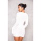 White Crinkle Texture Long Sleeve Bodycon Dress White Crinkle Texture Long Sleeve Bodycon Dress